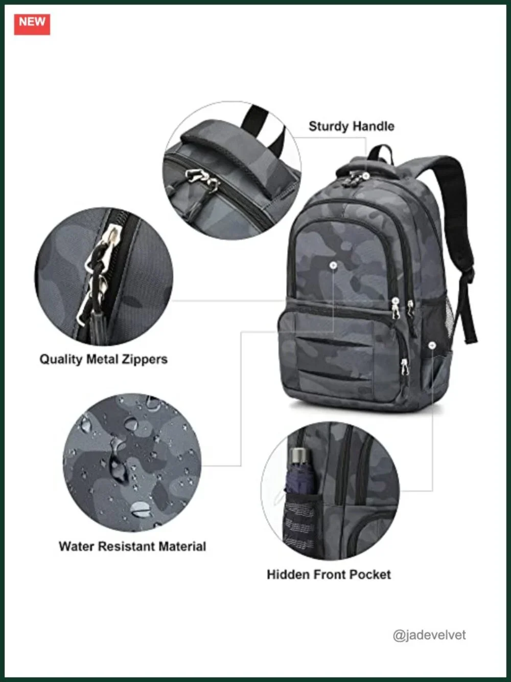 Laptop Backpack Waterproof Nylon School Travel